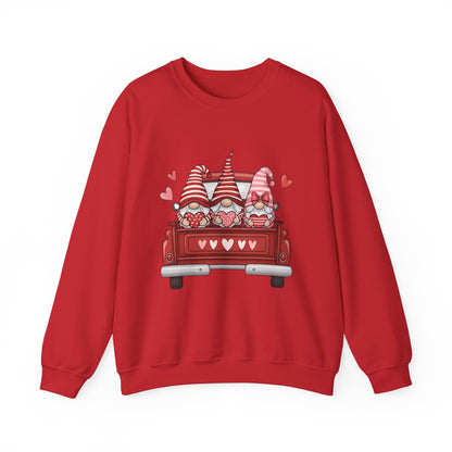 Valentine Gnome Sweatshirt – Cozy Love-Themed Pullover with Red Truck Design