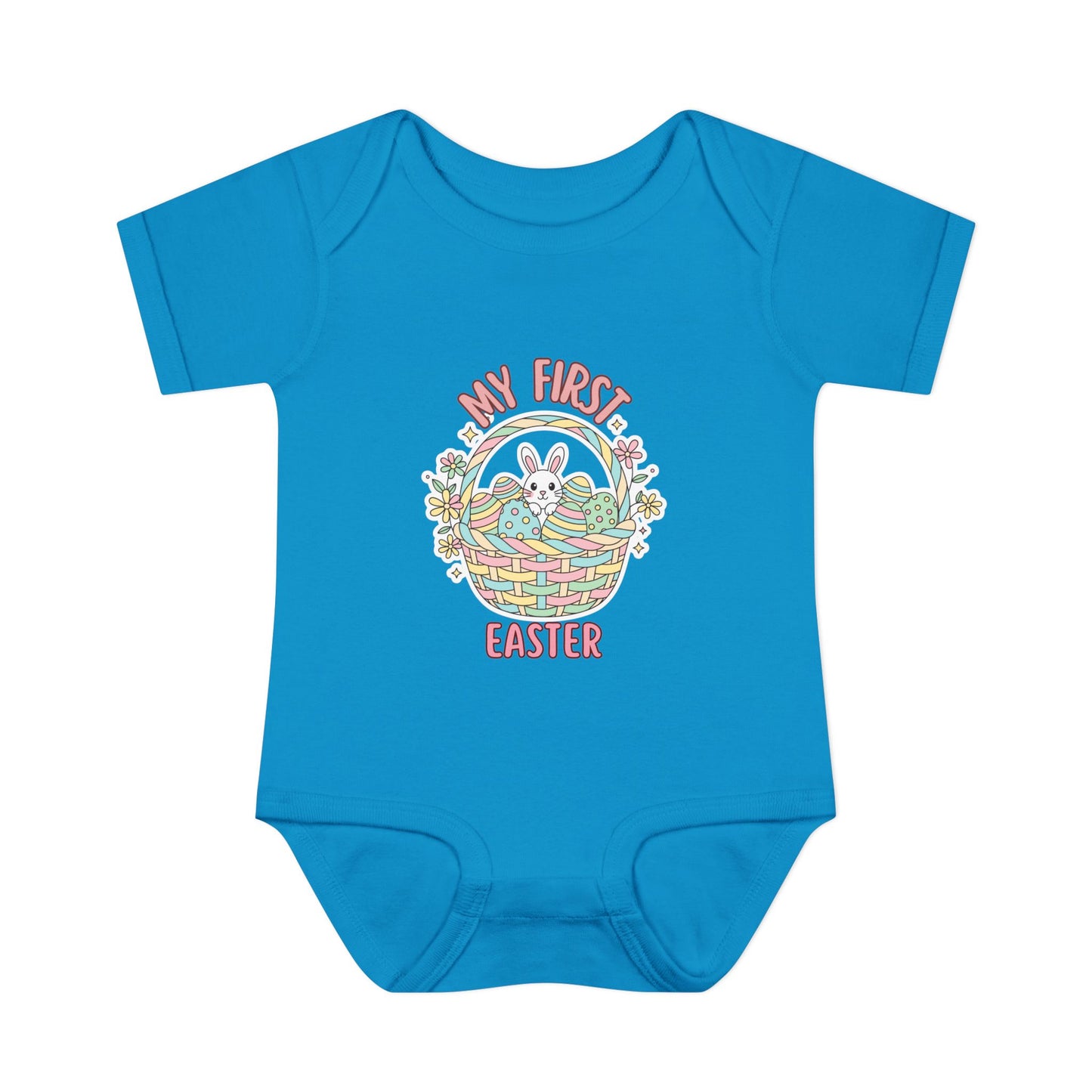 My First Easter Baby Bodysuit – Bunny Basket Onesie, Infant Easter Outfit, Newborn First Easter Gift, Spring Baby Clothes