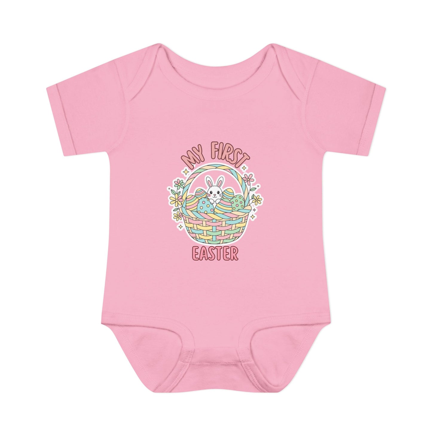 My First Easter Baby Bodysuit – Bunny Basket Onesie, Infant Easter Outfit, Newborn First Easter Gift, Spring Baby Clothes