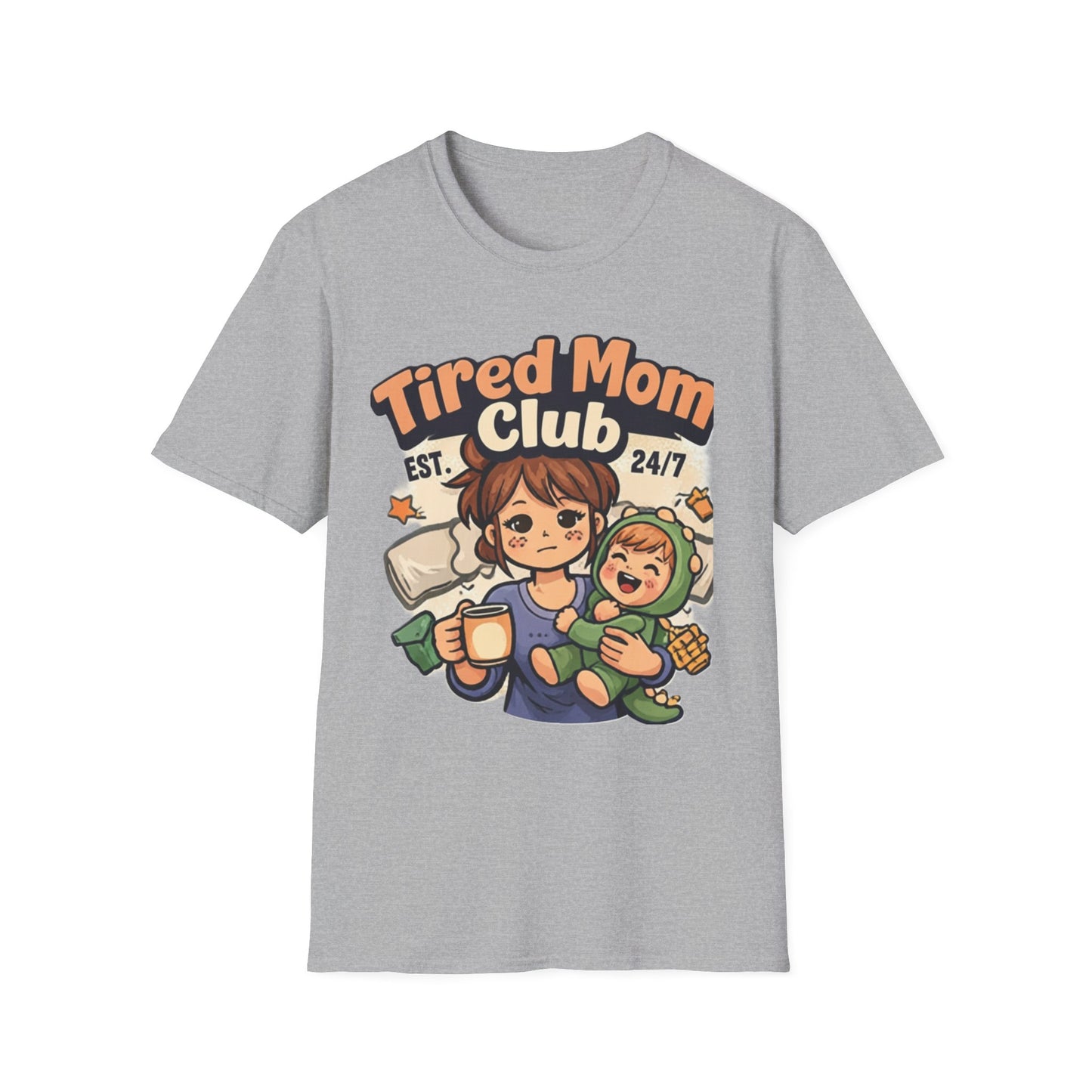 Tired Mom Club T-Shirt – Soft Mom Life Tee for Coffee-Powered Moms
