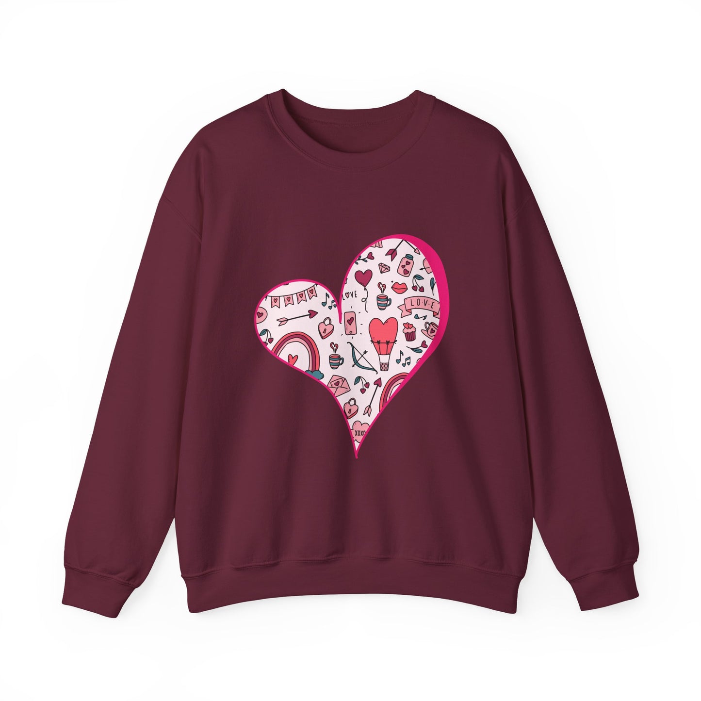 Valentine Heart Sweatshirt – Cozy Love Doodle Pullover for Everyday Wear