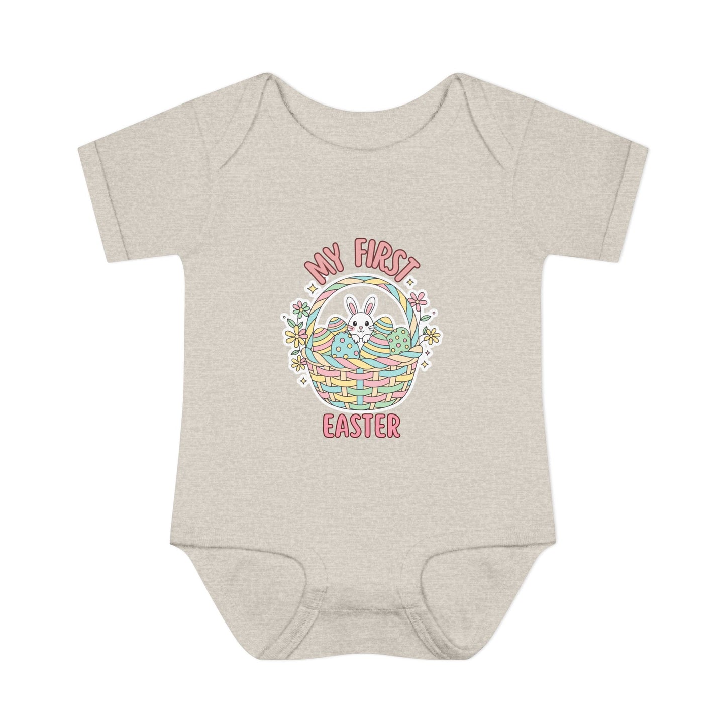 My First Easter Baby Bodysuit – Bunny Basket Onesie, Infant Easter Outfit, Newborn First Easter Gift, Spring Baby Clothes