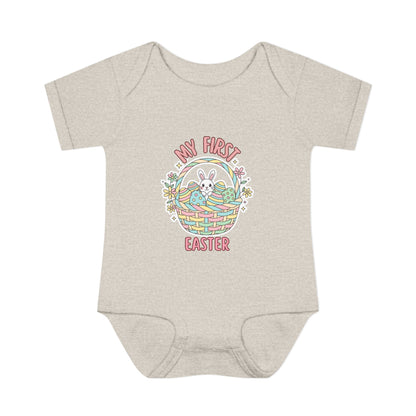 My First Easter Baby Bodysuit – Bunny Basket Onesie, Infant Easter Outfit, Newborn First Easter Gift, Spring Baby Clothes