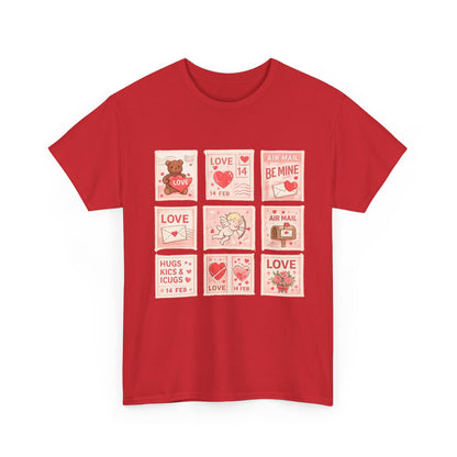 Wear Your Heart on Your Sleeve with the Vintage Valentine Stamp Collection T-Shirt