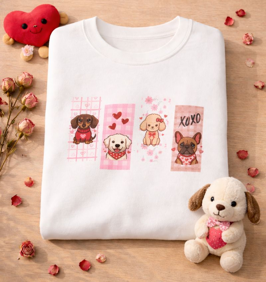 A Gallery of Puppy Love: The "Four-Friend" Valentine's Gallery Sweatshirt