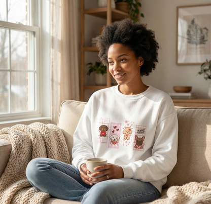 A Gallery of Puppy Love: The "Four-Friend" Valentine's Gallery Sweatshirt