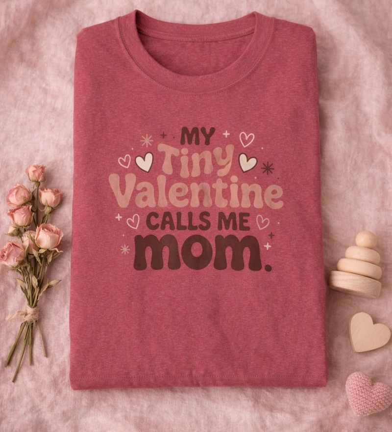 Valentine Mom T-Shirt - "My Tiny Valentine Calls Me Mom" Cute Heart Tee
