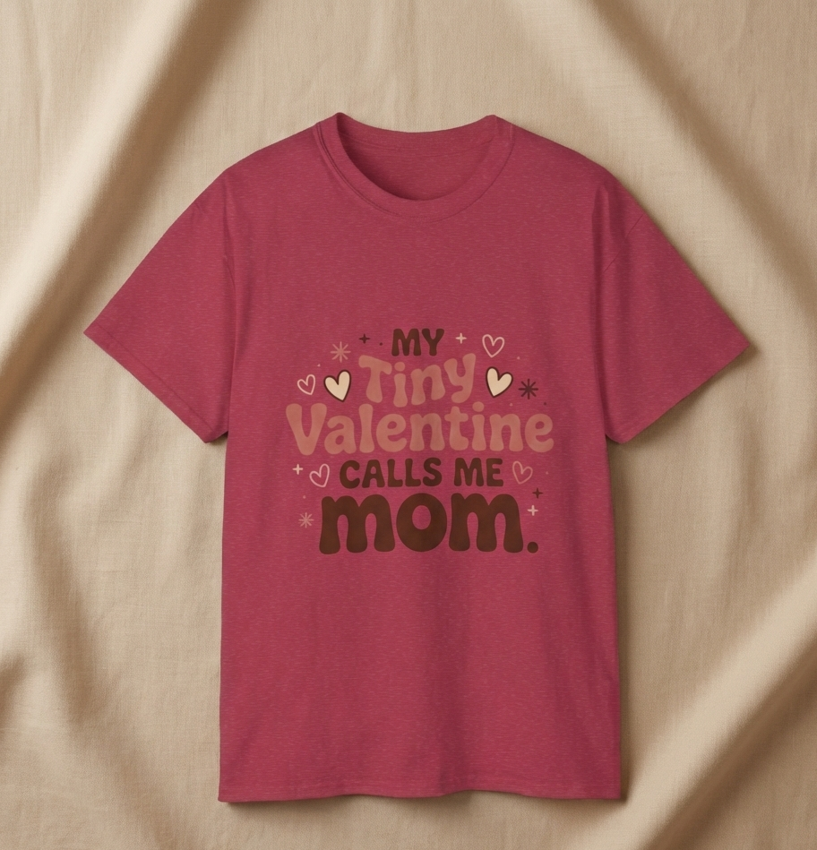 Valentine Mom T-Shirt - "My Tiny Valentine Calls Me Mom" Cute Heart Tee