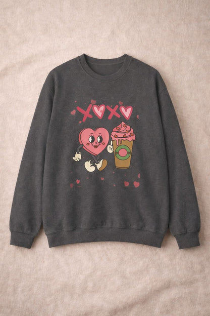 Fuel Your Heart: The Retro "XOXO" Coffee Lover’s Sweatshirt