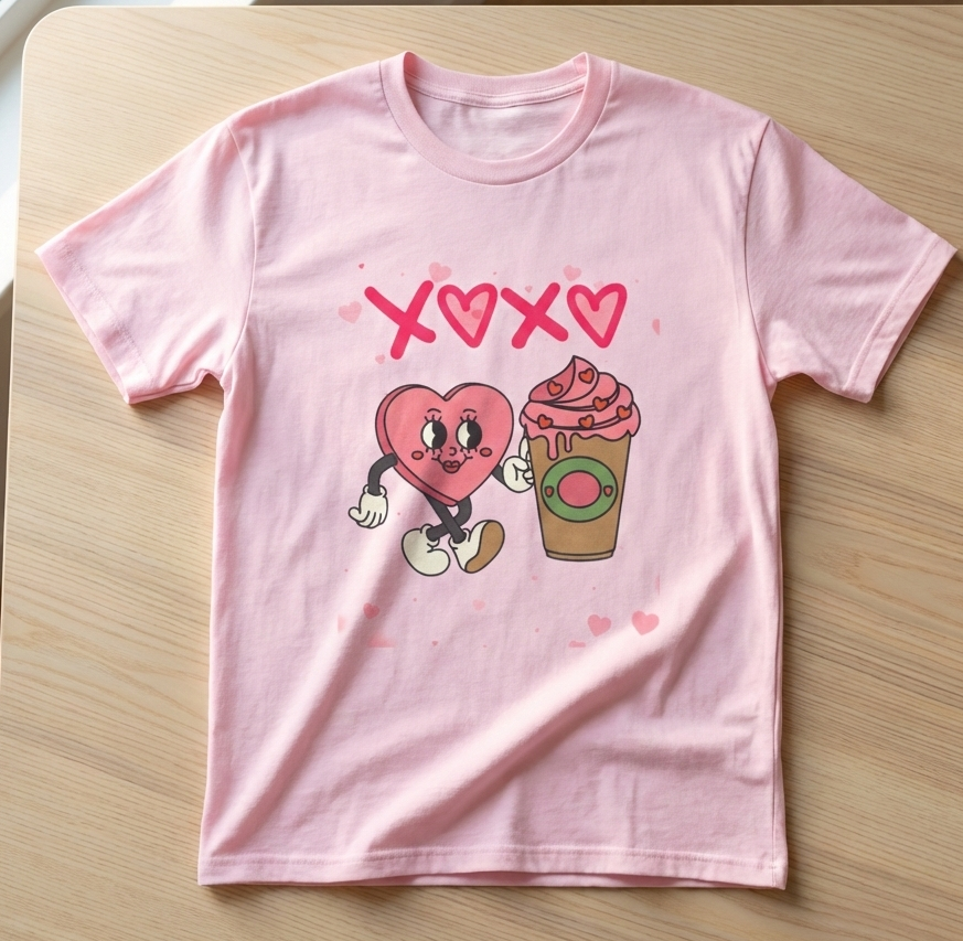 A Latte Love: The Retro "XOXO" Coffee Lover’s Valentine T-Shirt