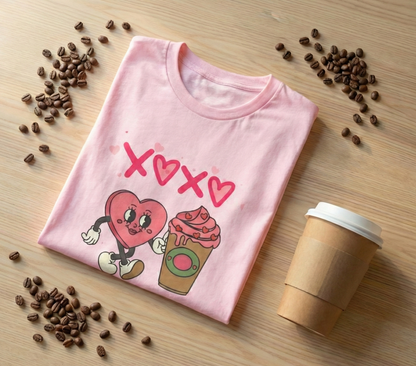 A Latte Love: The Retro "XOXO" Coffee Lover’s Valentine T-Shirt