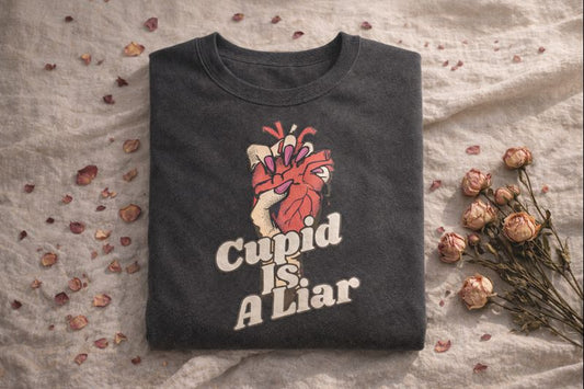 Un-Valentine Your Wardrobe: The Edgy "Cupid Is A Liar" Retro T-Shirt Collection