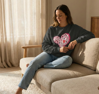 Valentine Heart Sweatshirt – Cozy Love Doodle Pullover for Everyday Wear