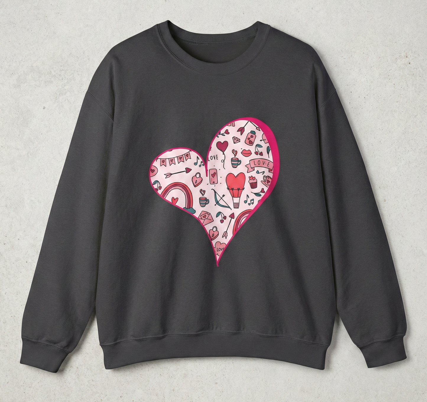 Valentine Heart Sweatshirt – Cozy Love Doodle Pullover for Everyday Wear