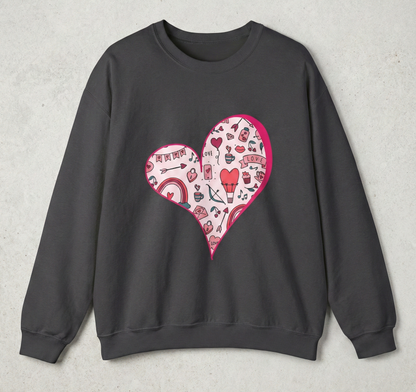 Valentine Heart Sweatshirt – Cozy Love Doodle Pullover for Everyday Wear