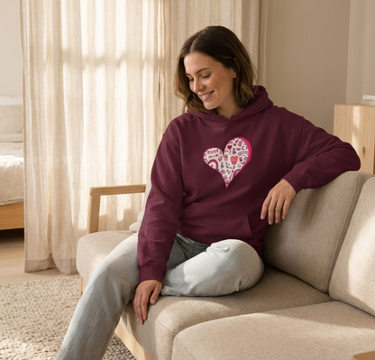 Valentine Heart Hoodie – Cozy Love Doodle Pullover for Everyday Comfort