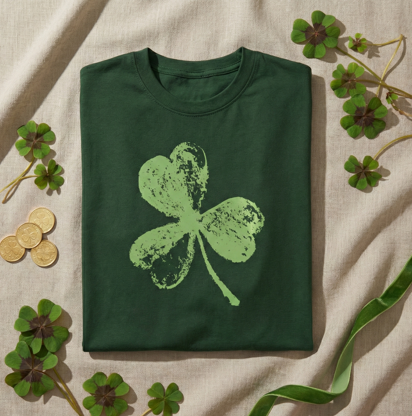 Three Leaf Clover Sweatshirt – Minimalist Lucky Shamrock Pullover