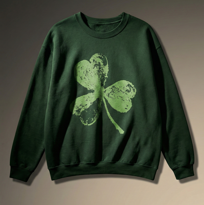 Three Leaf Clover Sweatshirt – Minimalist Lucky Shamrock Pullover