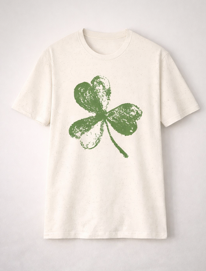 Three Leaf Clover T-Shirt – Minimalist Lucky Shamrock Graphic Tee