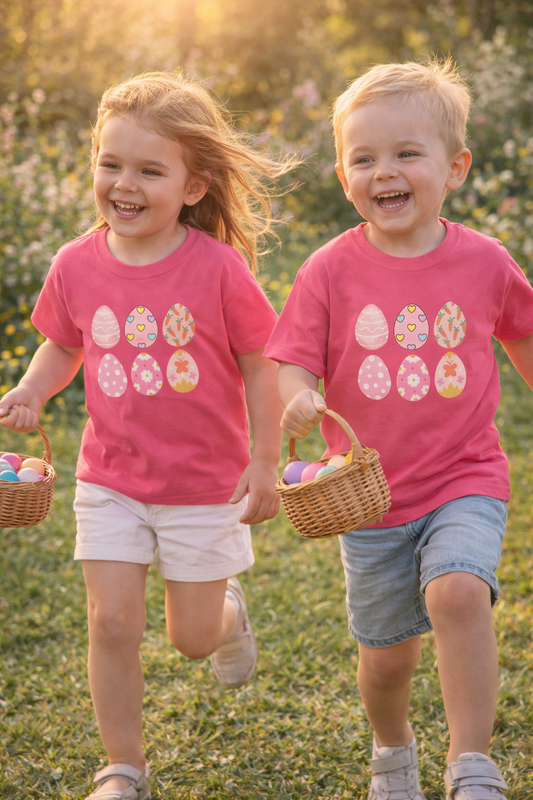 Easter Eggs Kids Shirt – Cute Easter Egg Hunt Tee, Toddler Easter Outfit, Spring Kids T-Shirt, Pastel Easter Gift for Kids