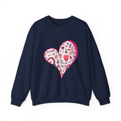 Valentine Heart Sweatshirt – Cozy Love Doodle Pullover for Everyday Wear