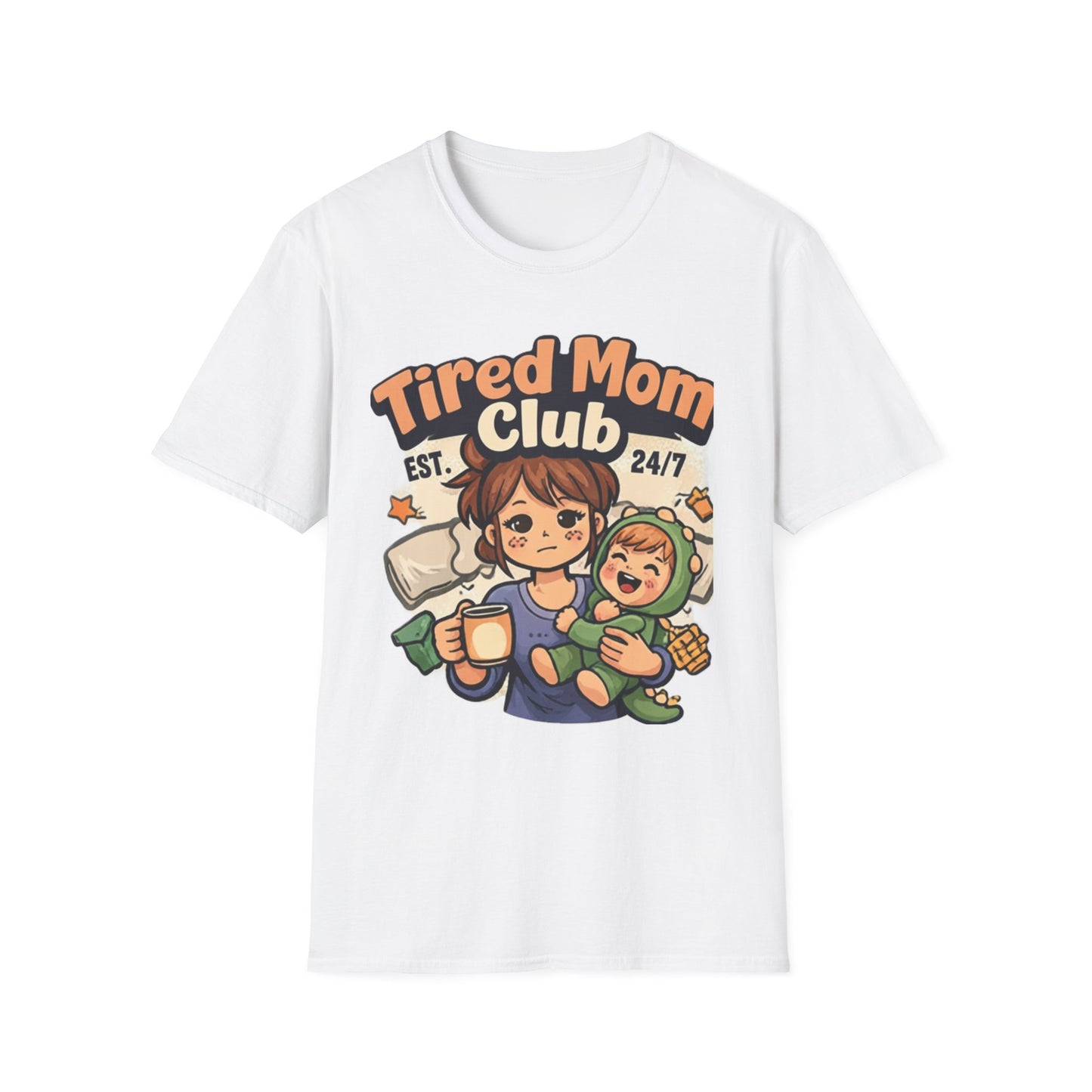Tired Mom Club T-Shirt – Soft Mom Life Tee for Coffee-Powered Moms