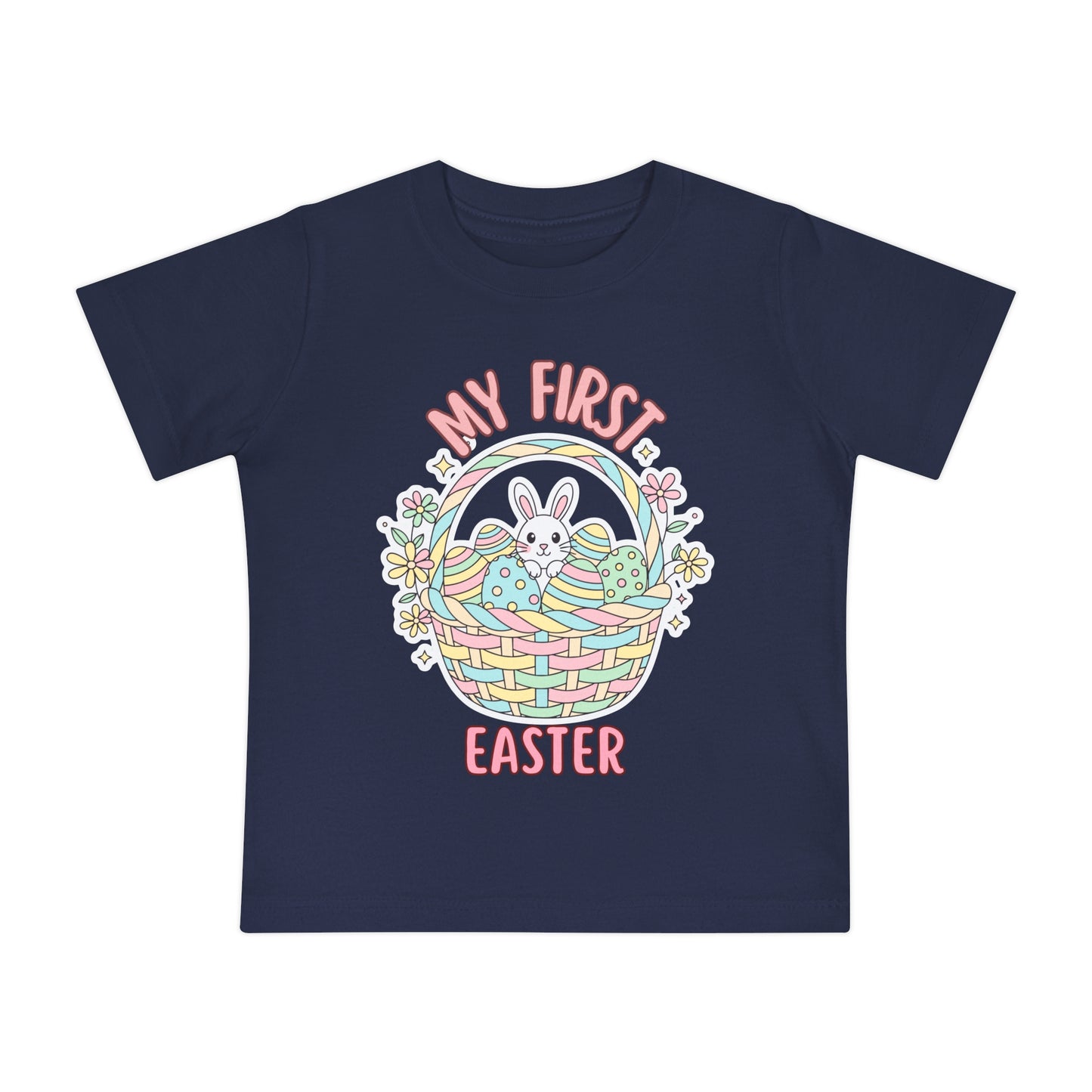 My First Easter Baby Shirt – Bunny Basket Infant Tee, Cute First Easter Outfit, Spring Baby Clothes