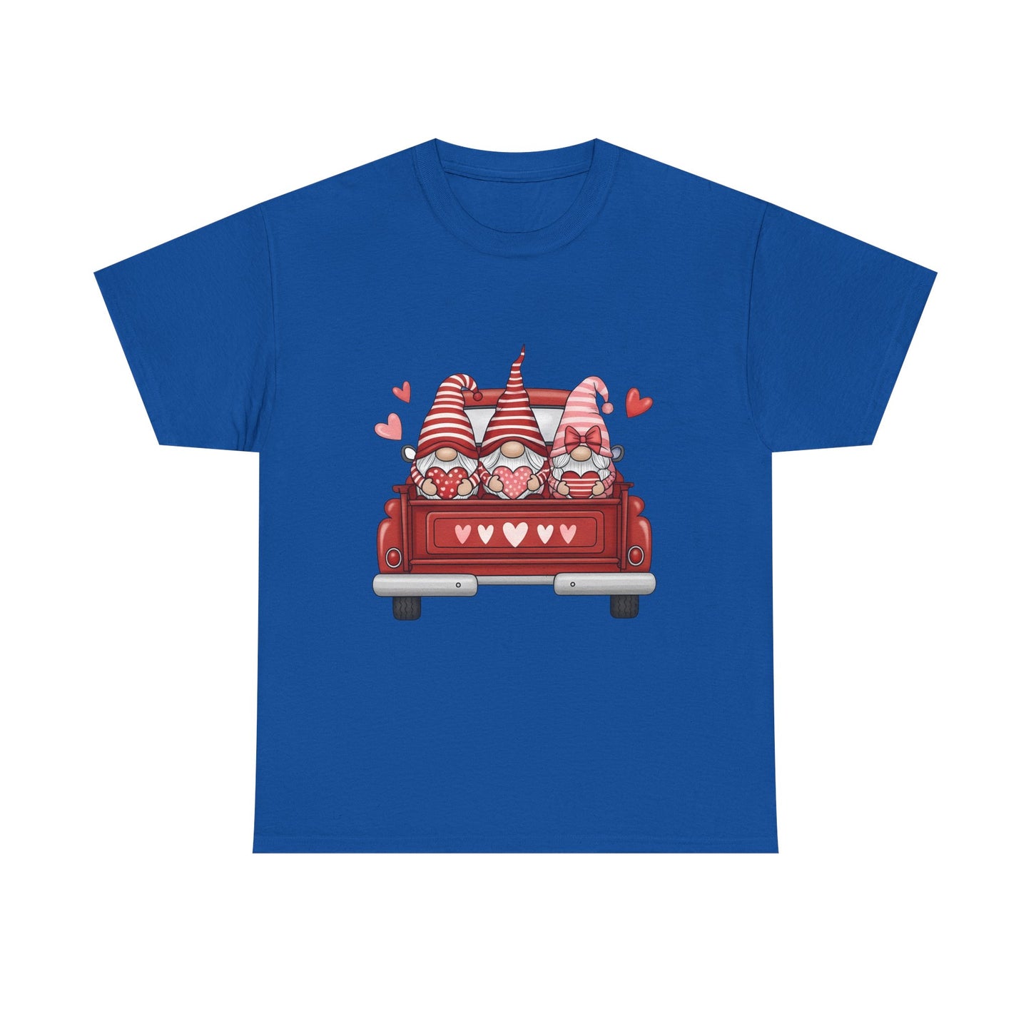 Valentine Gnome T-Shirt – Cute Love-Themed Graphic Tee with Red Truck Design