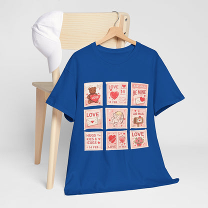 Wear Your Heart on Your Sleeve with the Vintage Valentine Stamp Collection T-Shirt