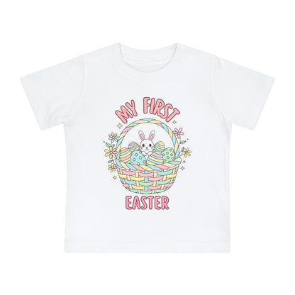 My First Easter Baby Shirt – Bunny Basket Infant Tee, Cute First Easter Outfit, Spring Baby Clothes
