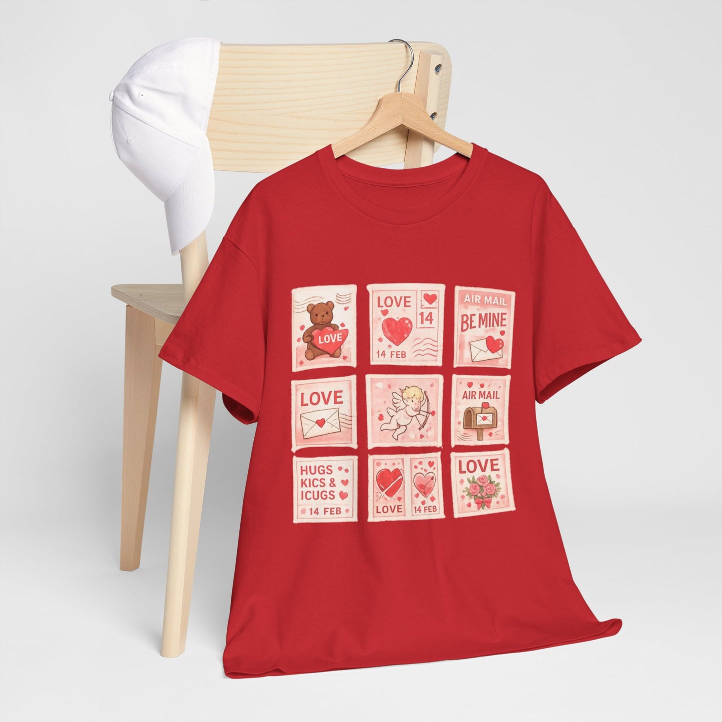 Wear Your Heart on Your Sleeve with the Vintage Valentine Stamp Collection T-Shirt
