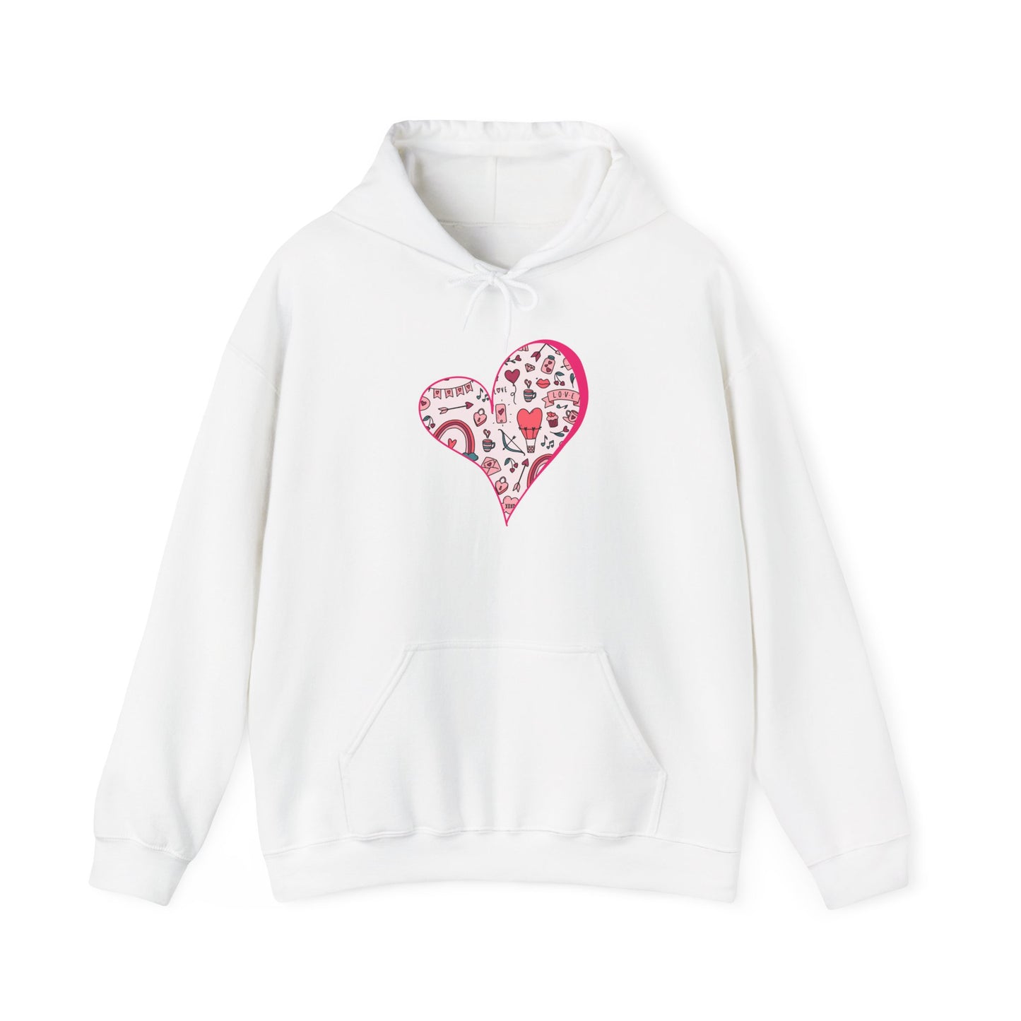 Valentine Heart Hoodie – Cozy Love Doodle Pullover for Everyday Comfort
