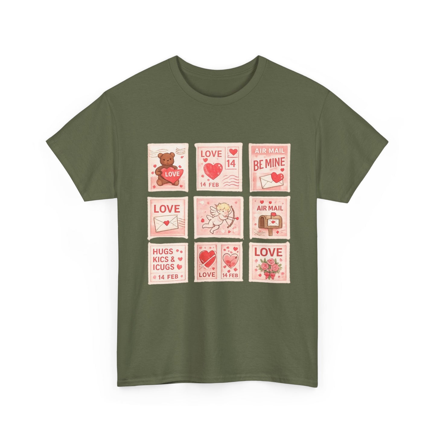 Wear Your Heart on Your Sleeve with the Vintage Valentine Stamp Collection T-Shirt