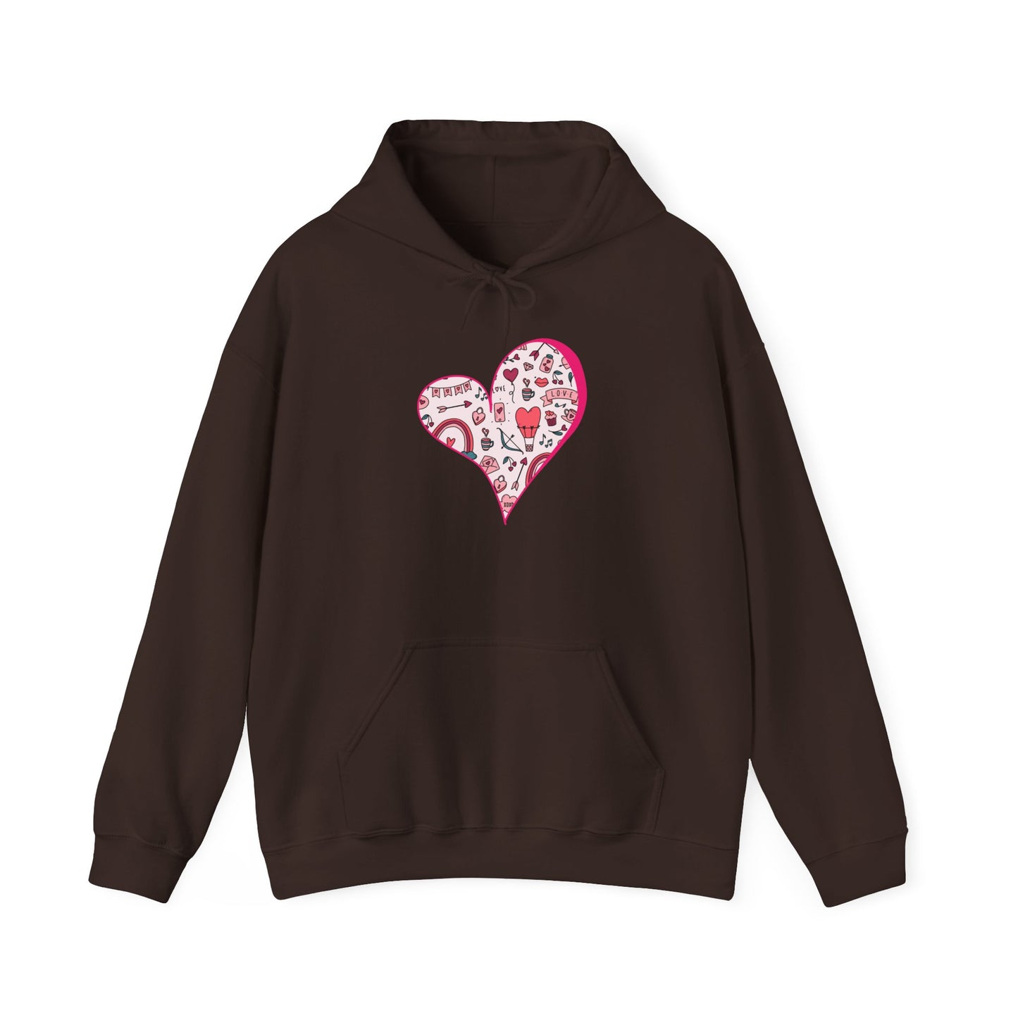 Valentine Heart Hoodie – Cozy Love Doodle Pullover for Everyday Comfort
