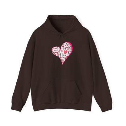Valentine Heart Hoodie – Cozy Love Doodle Pullover for Everyday Comfort