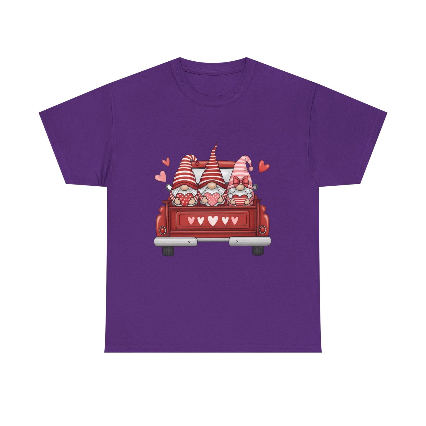 Valentine Gnome T-Shirt – Cute Love-Themed Graphic Tee with Red Truck Design