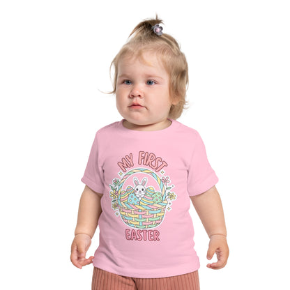 My First Easter Baby Shirt – Bunny Basket Infant Tee, Cute First Easter Outfit, Spring Baby Clothes