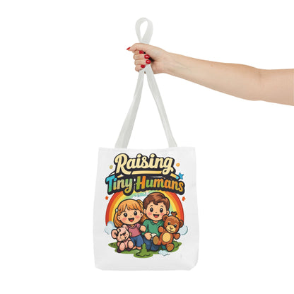 👜 Raising Tiny Humans Tote Bag – Cute Mom Life Carry-All