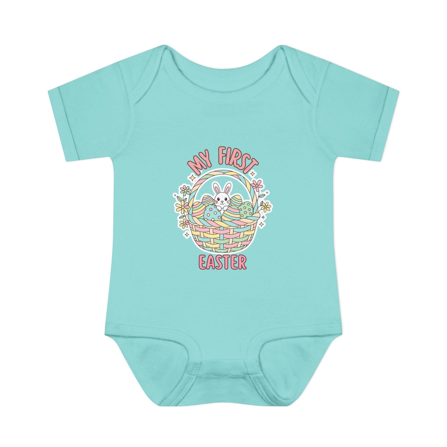 My First Easter Baby Bodysuit – Bunny Basket Onesie, Infant Easter Outfit, Newborn First Easter Gift, Spring Baby Clothes