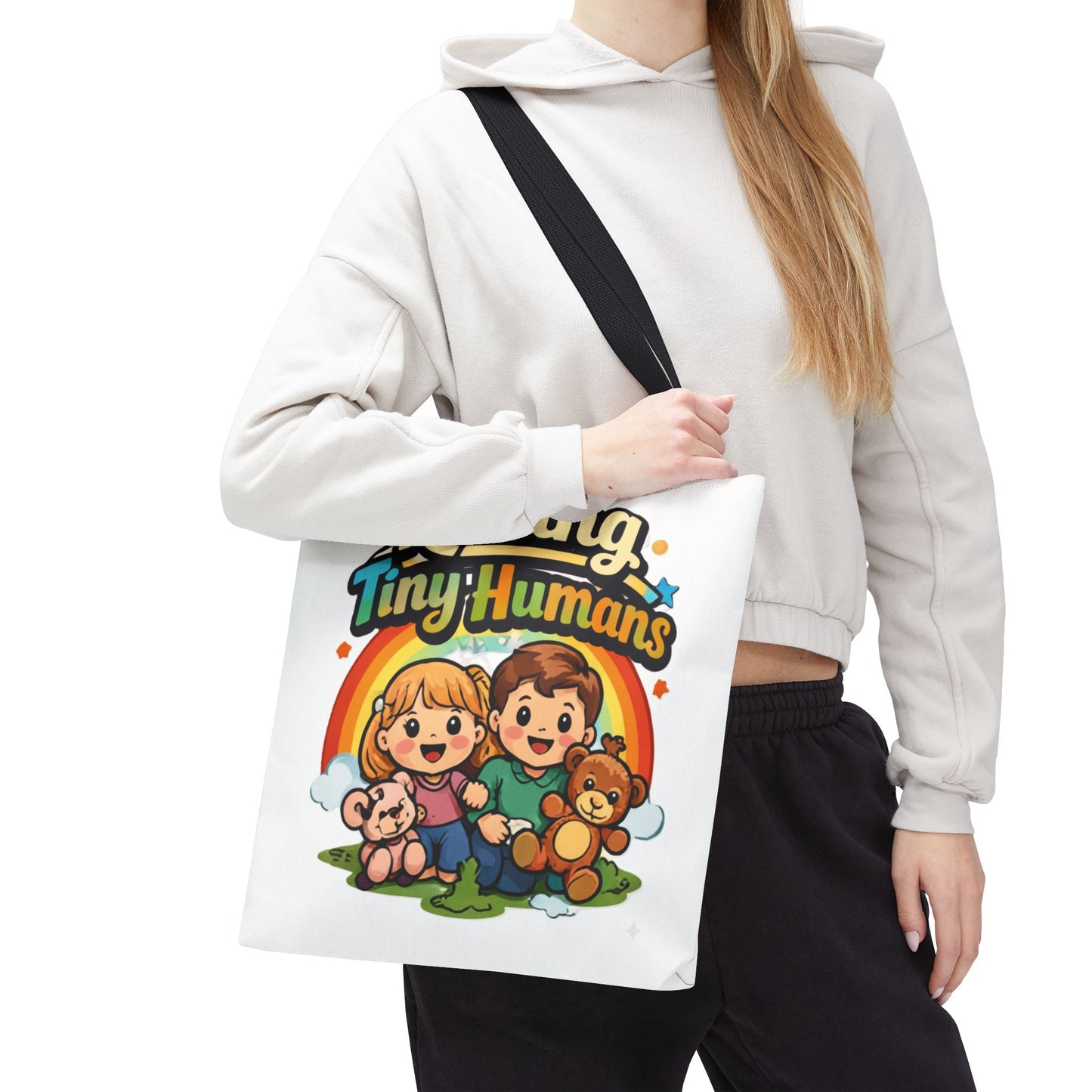 👜 Raising Tiny Humans Tote Bag – Cute Mom Life Carry-All