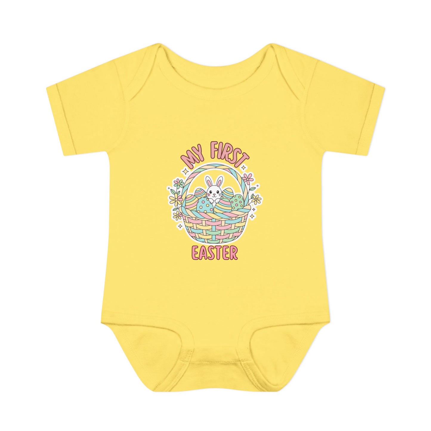 My First Easter Baby Bodysuit – Bunny Basket Onesie, Infant Easter Outfit, Newborn First Easter Gift, Spring Baby Clothes