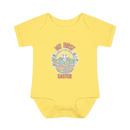 My First Easter Baby Bodysuit – Bunny Basket Onesie, Infant Easter Outfit, Newborn First Easter Gift, Spring Baby Clothes