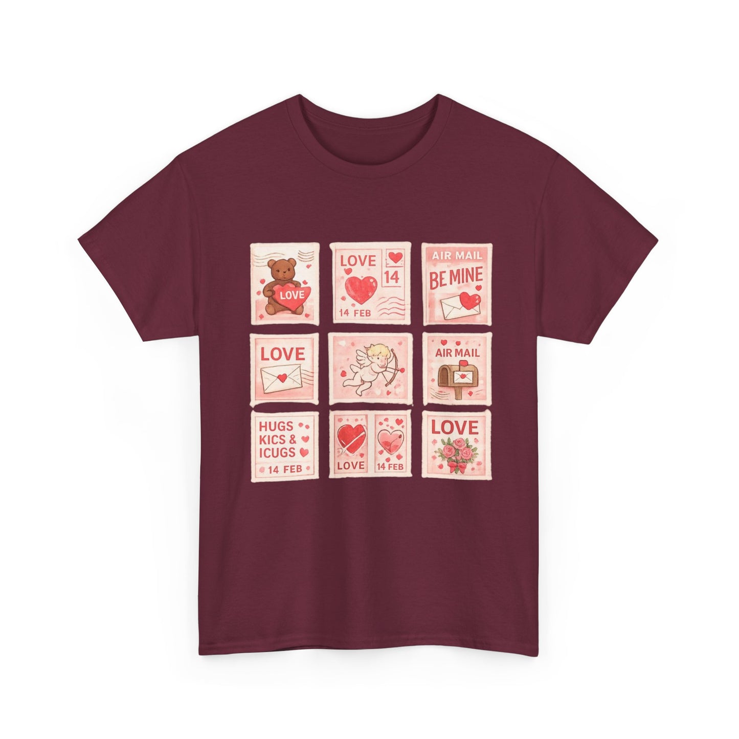 Wear Your Heart on Your Sleeve with the Vintage Valentine Stamp Collection T-Shirt
