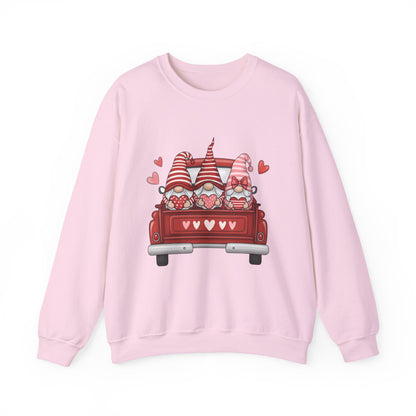 Valentine Gnome Sweatshirt – Cozy Love-Themed Pullover with Red Truck Design