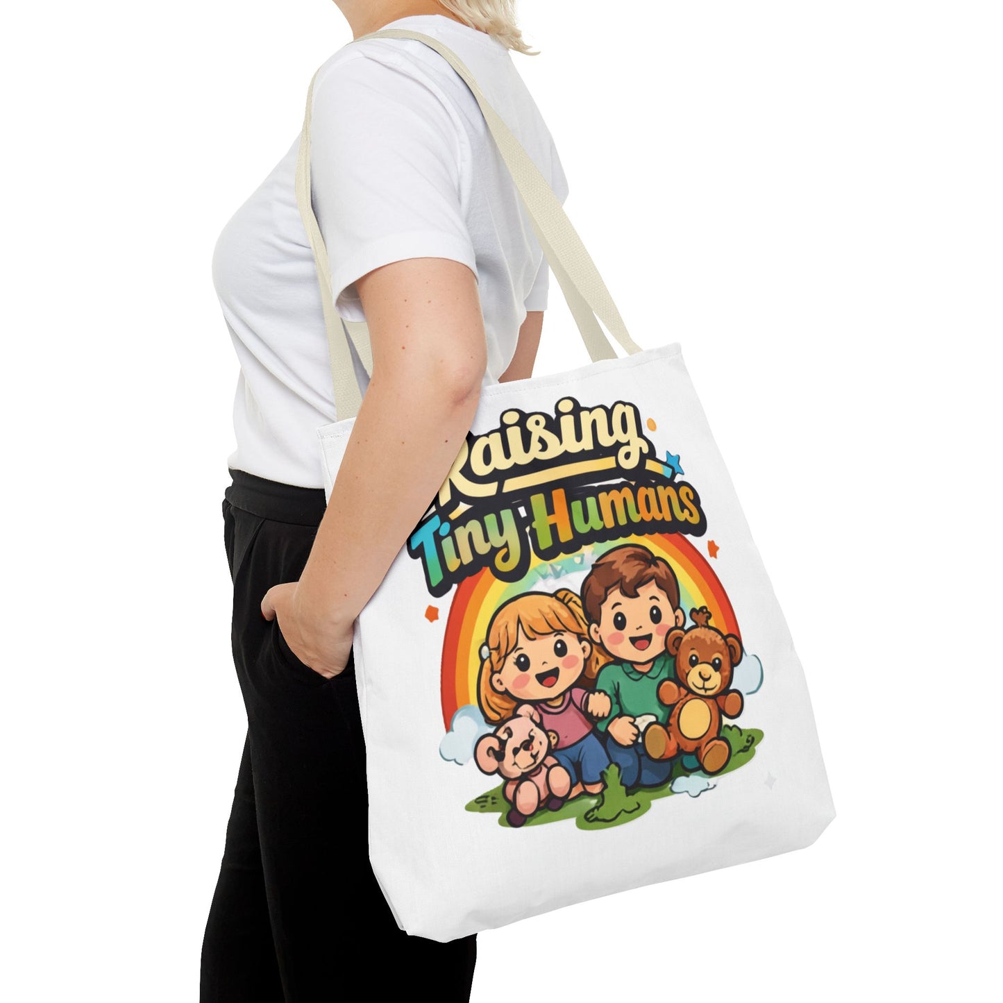 👜 Raising Tiny Humans Tote Bag – Cute Mom Life Carry-All