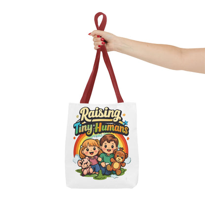 👜 Raising Tiny Humans Tote Bag – Cute Mom Life Carry-All