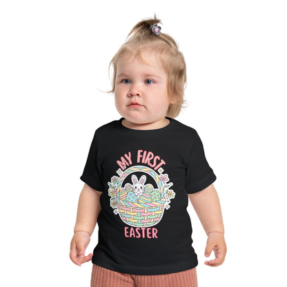 My First Easter Baby Shirt – Bunny Basket Infant Tee, Cute First Easter Outfit, Spring Baby Clothes