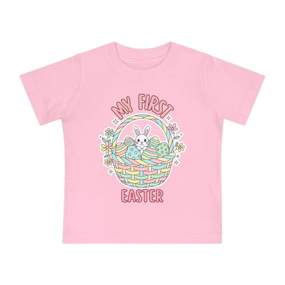 My First Easter Baby Shirt – Bunny Basket Infant Tee, Cute First Easter Outfit, Spring Baby Clothes