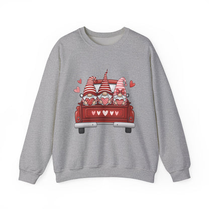 Valentine Gnome Sweatshirt – Cozy Love-Themed Pullover with Red Truck Design