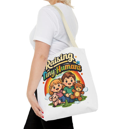 👜 Raising Tiny Humans Tote Bag – Cute Mom Life Carry-All
